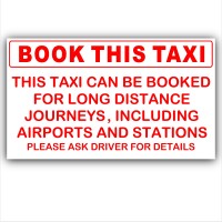 Book This Taxi-Red on White-Taxi,Minicab,Minibus Sticker-Airport,Station Bookings taken Information Vinyl Sign 